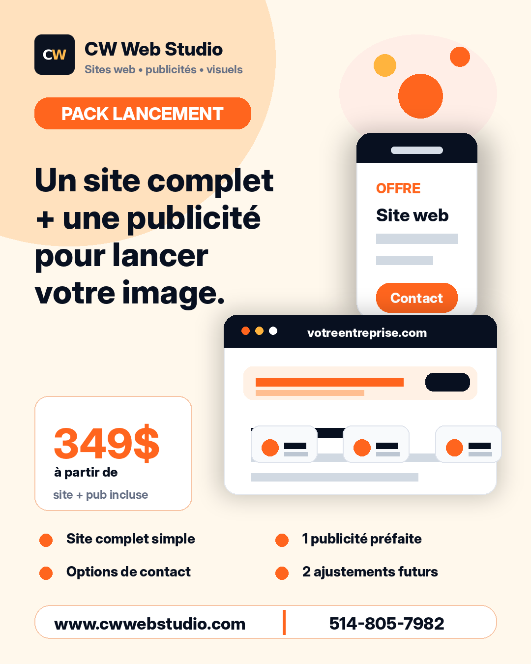 Modèle de publicité CW Web Studio pour un pack lancement