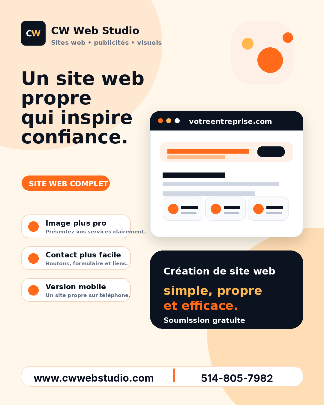 Publicité site web CW Web Studio